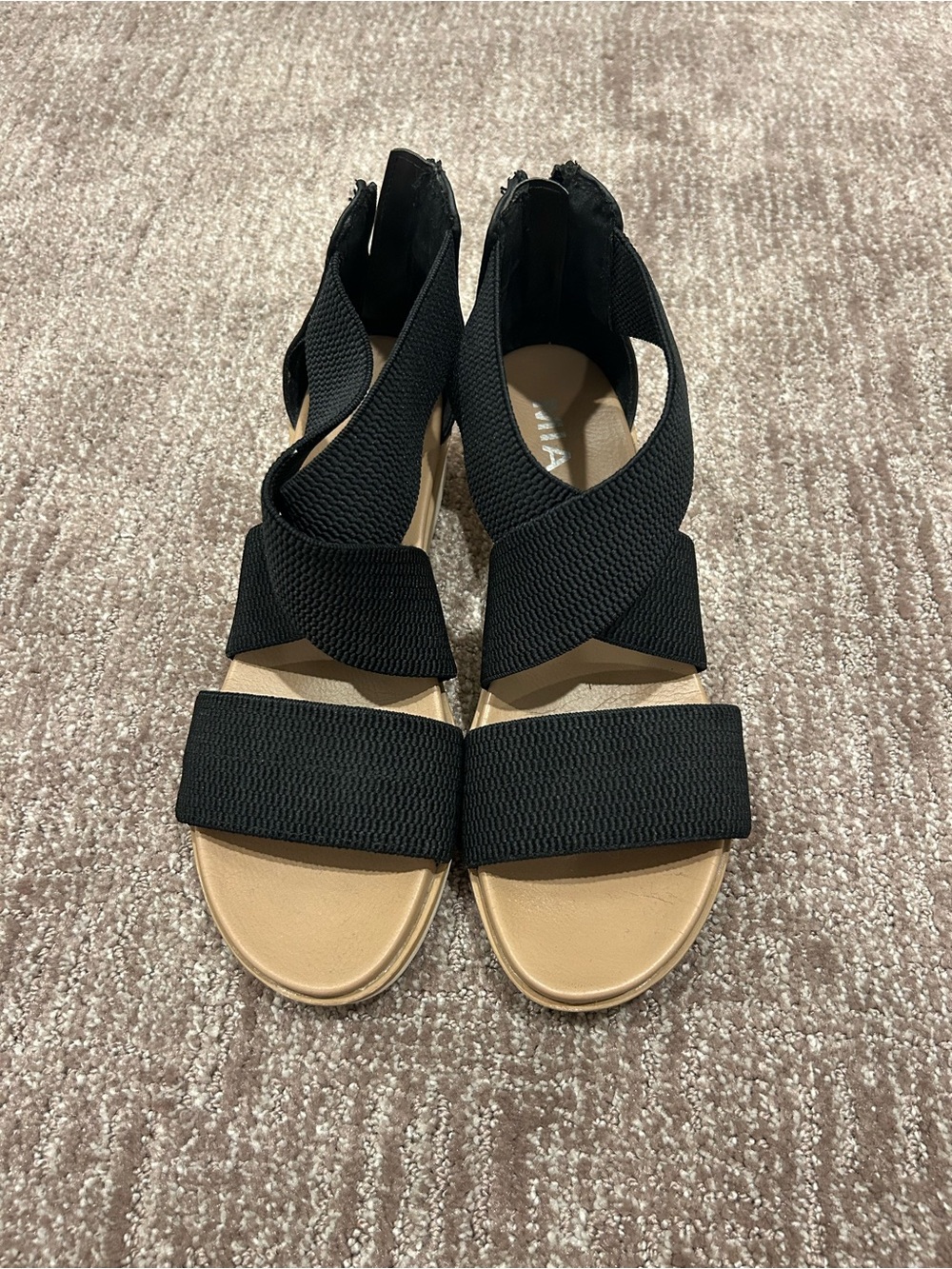 MIA Black Elastic Crossover Strap Sandals